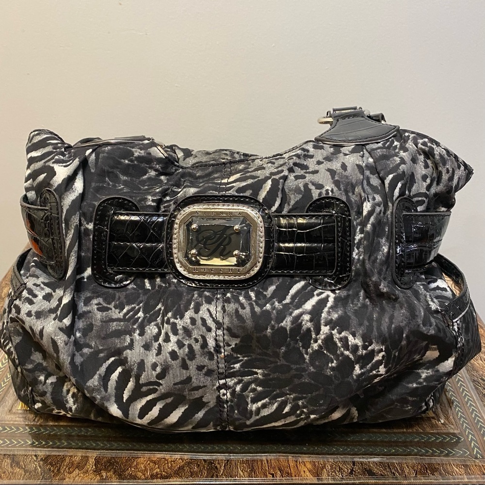 Sienna Ricchi satin animal print reptile contrast shoulder bag